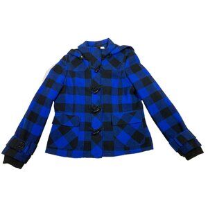 Pendleton Coat Womens Large Blue Black Plaid Button Up Lined Jacket